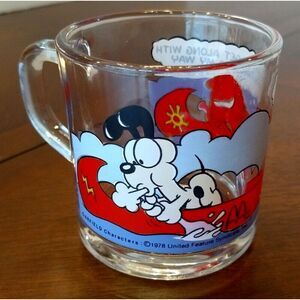 GARFIELD & ODIE Mug Clear Glass Drinking Cup Vintage 1978 McDonald's / Jim Davis
